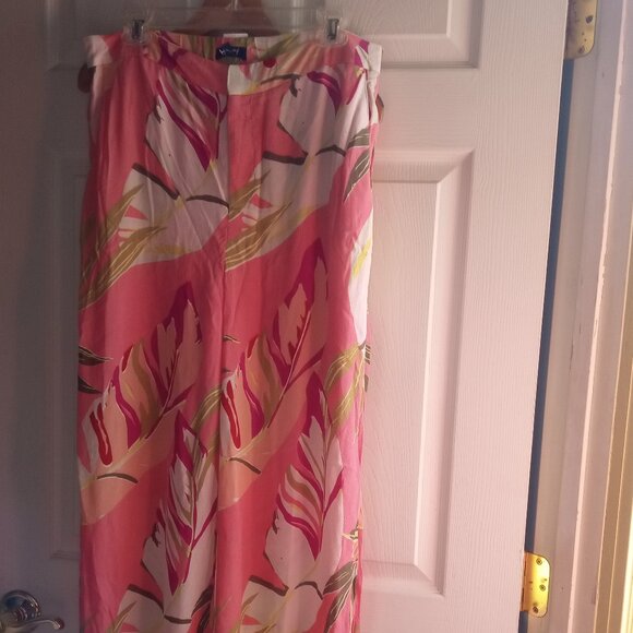 KAARI BLUE Size L NEW w/ Tag $59 Viscose peach floral lined PANTS - Picture 1 of 12